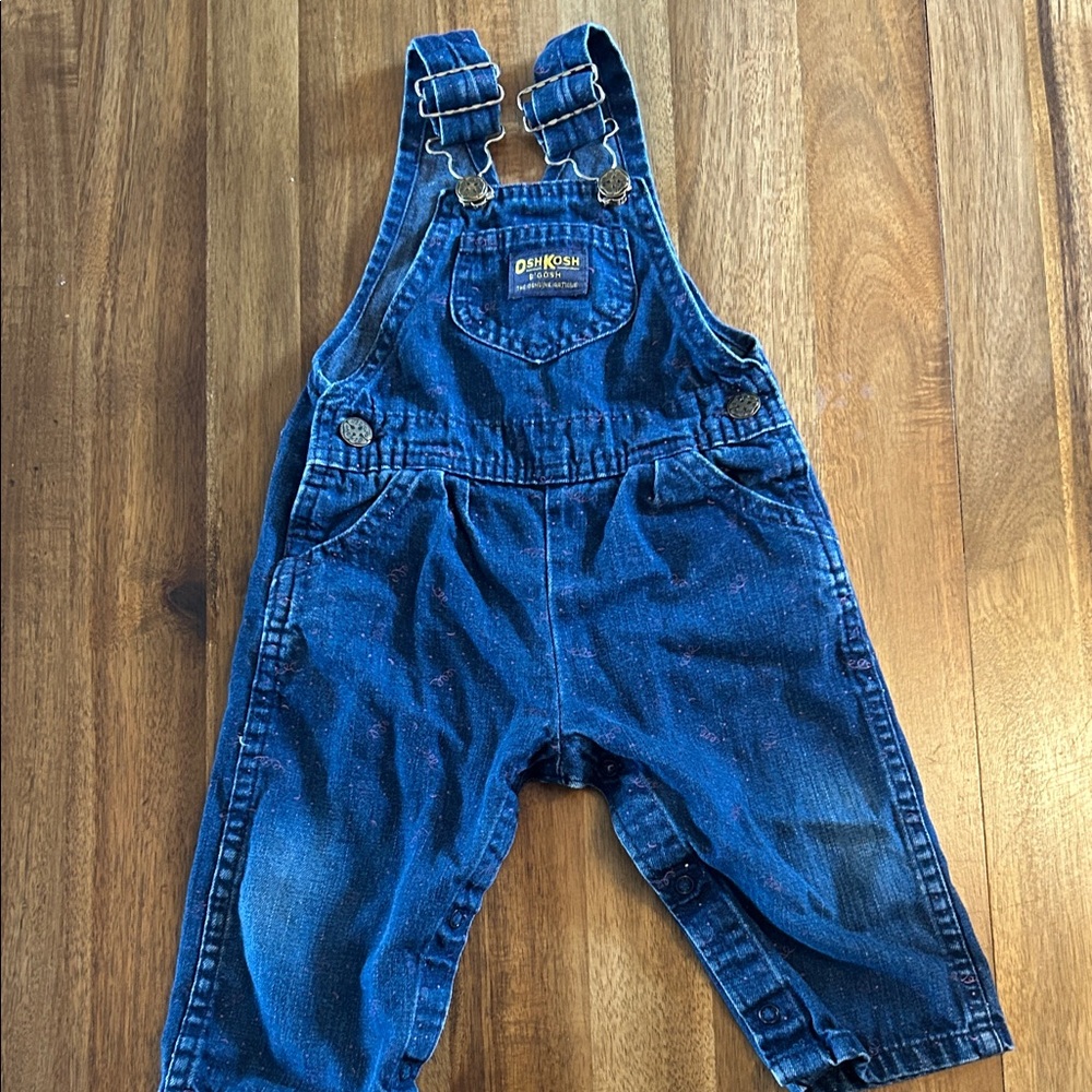 OshKosh 18m denim with pink bow overalls